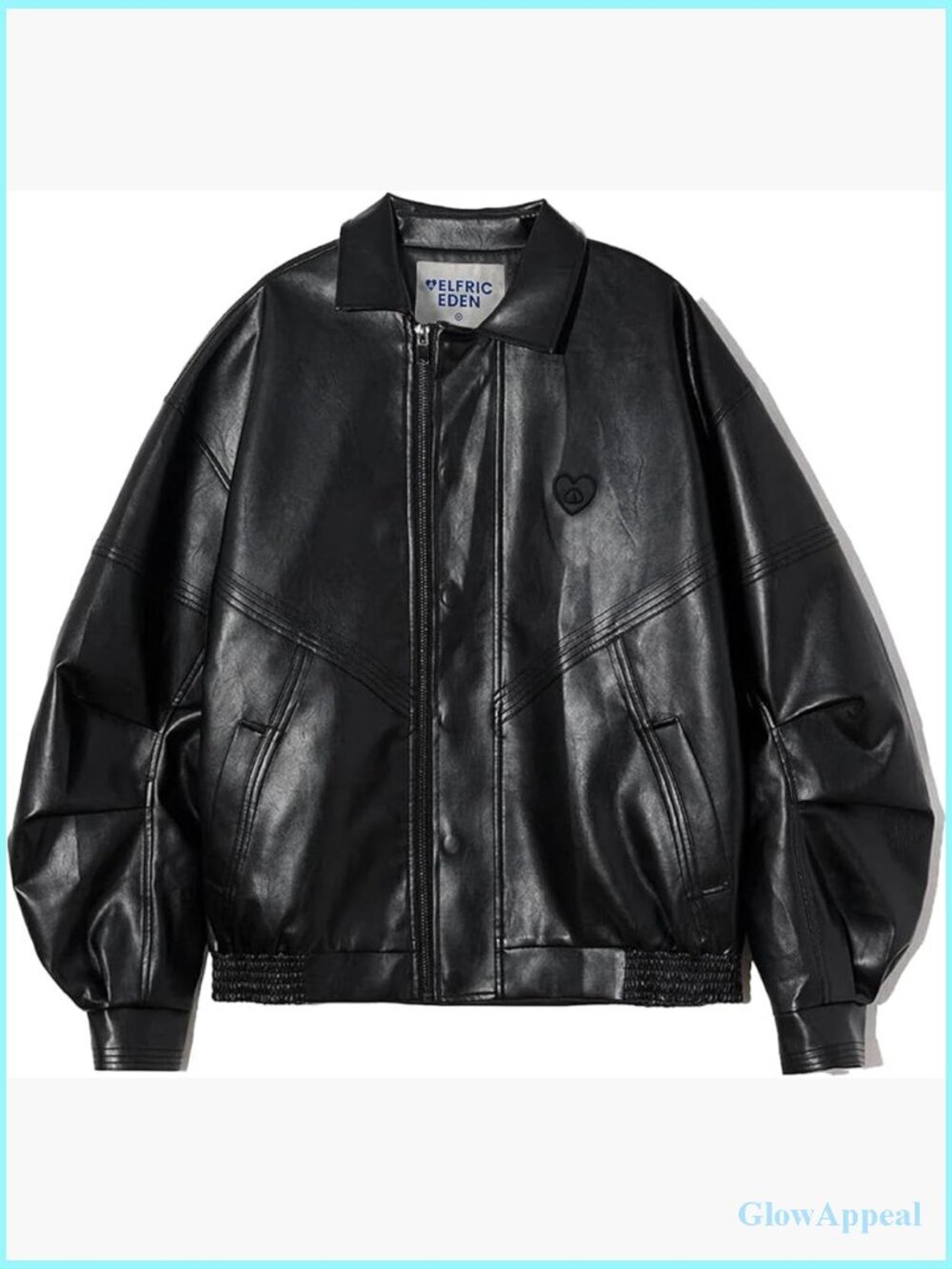 Oversized Faux Leather Bomber Jacket Y2K Style Motorcycle Biker Coat